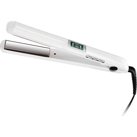 Lisseur à ultrasons infrarouges blanc avec écran LCD, fer à cheveux froid professionnel pour soin et réparation des cheveux abîmés, cordon rotatif 360°, design amélioré (1/5)