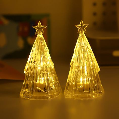 Arbre De Noël Lumineux - Veilleuse Led En Acrylique - Décoration De Bureau Chambre Et Bureau - 10 5 X 6 X 6 Cm - 35 G (1/5)