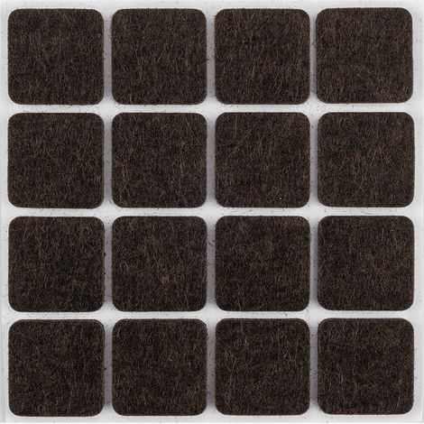 Almohadillas de fieltro autoadhesivas, marrón oscuro, 25x25 mm, 16 unidades. (1/5)