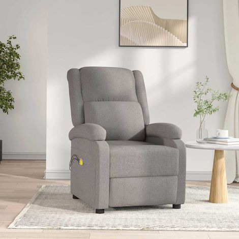 vidaXL Sillón de masaje eléctrico tela gris taupé (1/5)