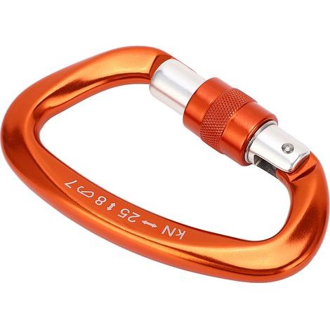 Mousqueton en D en Alliage d'Aluminium à Verrouillage Automatique, Sécurisé pour Escalade, Randonnée et Camping, Orange Vif (1/5)