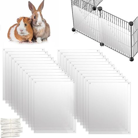 Clear Plastic Cage Liners for Rabbit Cage, Guinea Pig Cage Accessories for Small Animals - Keep Litter in Cage, 26x21cm (1/5)