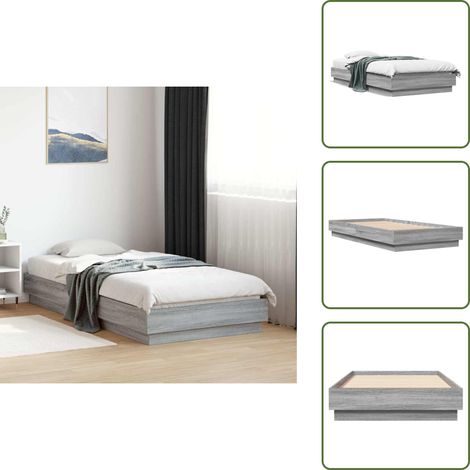 Cadre de lit sans matelas sonoma gris 90x190 cm - Cadre De Lit - Lit Simple - Lit En Bois - Lit Gris - Sommier (1/5)