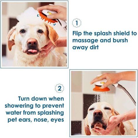 Accessoires de bain pour animaux de compagnie : douchette universelle pour chien et chat, kit de nettoyage, brosse pour tuyau d'arrosage, masseur de bain, anneau de nettoyage en silicone, peigne de ja (1/5)