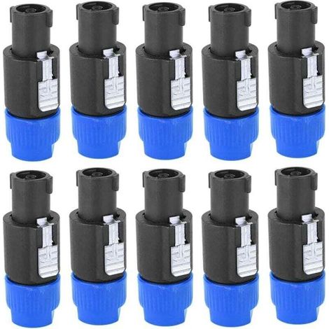 10 Pièces Speakon Connecteur d\'Amplificateur de Câble4 Broches Prise de Haut-Parleur Audio Étanche C-NL4FC (Bleu)