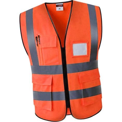 Gilet de Sécurité Réfléchissant Mesh Vêtements de Travail Respirants avec Poches et Fermeture, Jaune, Taille Trop Petite, Veuillez Choisir Taille Supérieure (1/5)
