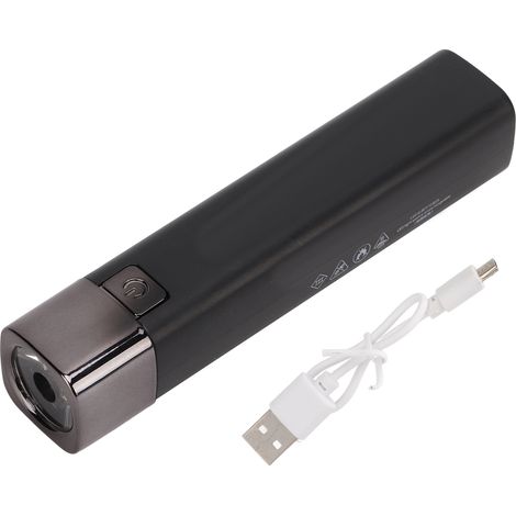 Lampe torche rechargeable super lumineuse mini USB avec fonction batterie externe pour aventure extérieure noire (1/5)