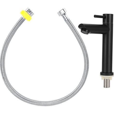 Robinet d'eau froide monocommande en acier inoxydable noir, accessoires pour lavabo et toilettes (1/5)