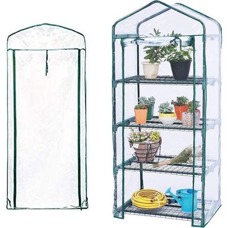 Couverture de serre Balcon Jardin Support de fleurs Maison chaude Couverture d'isolation Serre transparente Plastique Serre Housse de pluie-4 Couches Couverture (sans étagères), 6949158CM, 1pc (1/4)