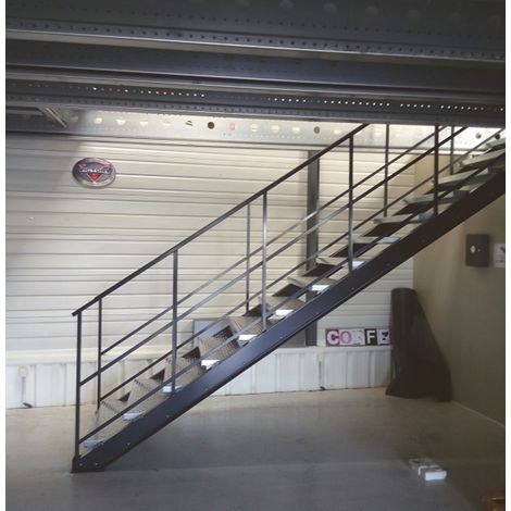 PROVOST - Escalier métallique galvanisé 34° pour plate-forme - 17 marches antidérapantes
