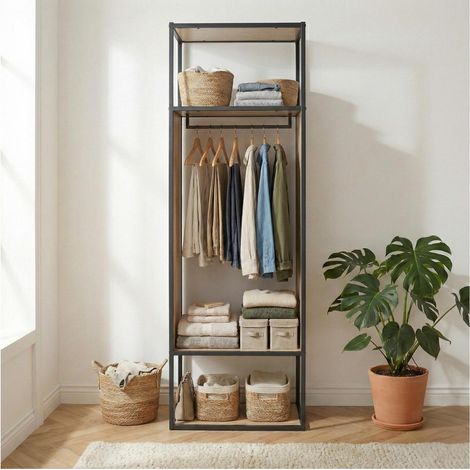 Perchero OSLO de madera y metal gris