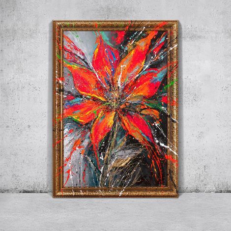 Gemälde Kraft der Blüte Rahmen Gold 120x80 cm (1/5)