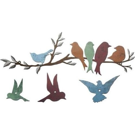 1 Ensemble Métal Oiseaux Mur Art Oiseaux Branche Décoration Murale Tenture Feuille Fer Arbre Sculpture Oiseau Silhouette Ornement Mur Signe Pour Balcon Jardin Décor (1/4)