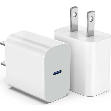 Confezione da 2 alimentatori USB-C da 20 W per iPhone 17/16 - Caricabatterie da parete a ricarica rapida con adattatore di alimentazione Type-C per iPhone 17/16/16 Pro Max/16 Plus/15/14/13/12/11/Xs/X,
