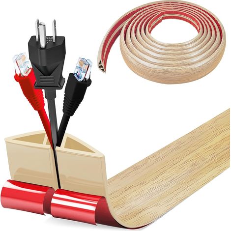 Goulotte de câble flexible et auto-adhésive de petite taille, 5 m x 5 cm, pour protéger les câbles - Facile à couper - Montage pour tous les câbles d’alimentation à la maison, au bureau, dans le (1/5)