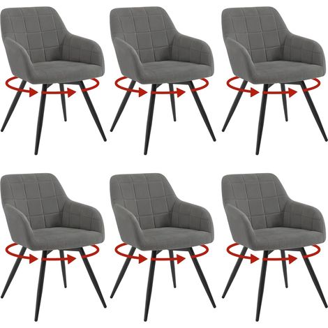 WOLTU - Sillón giratorio tapizado moderno (6 unidades), color gris oscuro (1/5)
