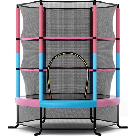 Trampolino per bambini con rete di sicurezza, rosa, capacità 135 kg
