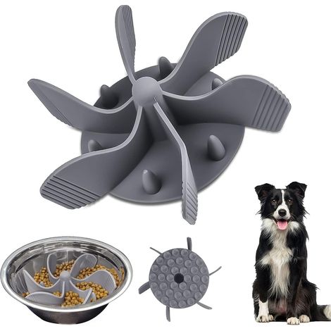 Revestimiento para comedero de alimentación lenta, comedero antigiro, comedero grande para perros para evitar atragantamientos, comedero de silicona de alimentación lenta, comedero para perros (gris) (1/5)