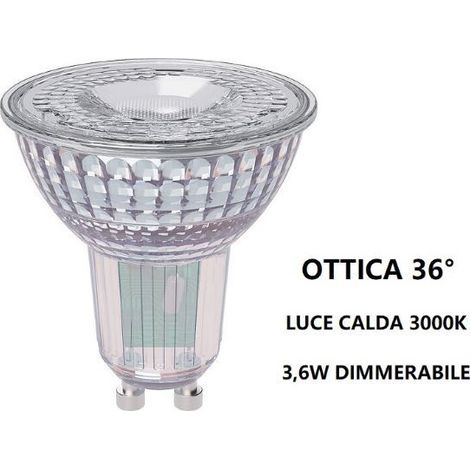 GU10 LAMPADINA FARETTO IN VETRO A LED 3,6W OTTICA 36° DIMMERABILE 3000K BOT (1/2)
