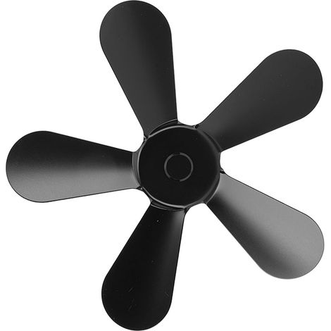Ventilatore da forno a 5 pale in lega di alluminio per una migliore circolazione dell'aria calda, compatibile con molti modelli e facile da montare sul camino (nero) (1/4)