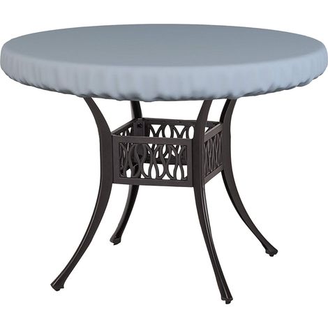 Mantel redondo impermeable, apto para muebles de jardín y mesas de centro (92 cm de diámetro x 10 cm de altura, gris).