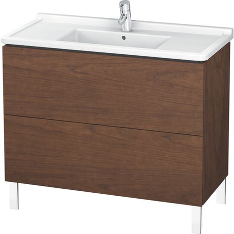 Duravit L-Cube Meuble sous-lavabo vertical, 2 tiroirs, 1020mm, pour Starck 3, Coloris: Placage noyer américain en bois véritable - LC661001313 (1/4)