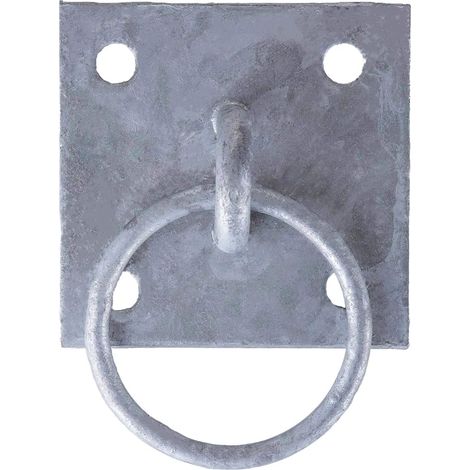 1x Anneau d’ancrage Ø 68 mm avec plaque carrée 100 x 100 mm acier galvanisé à chaud – Anneau de fixation robuste pour jardin, écurie et atelier (1/3)