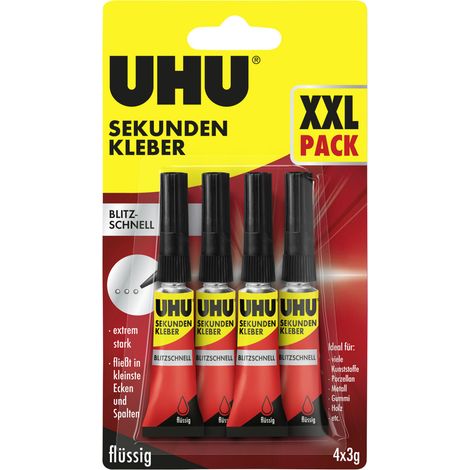 UHU Sekundenkleber blitzschnell 4 x 3 g flüssig