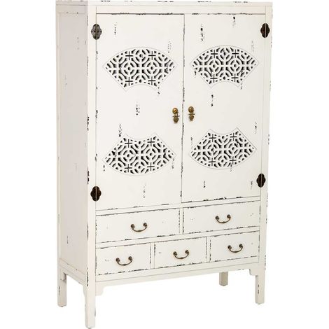 Armario de madera envejecido blanco 96x40x150h cm (1/5)