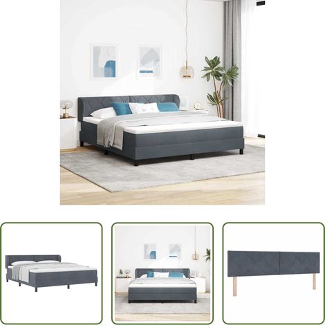 Lit moderne -  Lit à ressorts avec matelas Gris foncé 180 x 200 cm Velours (1/5)
