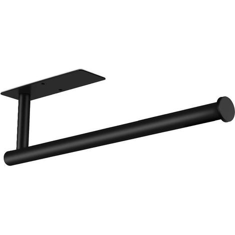 Porte-essuie-tout sous armoire - Adhésif noir mat sans perçage, acier inoxydable résistant à la rouille pour cuisines et camping-cars. (1/5)