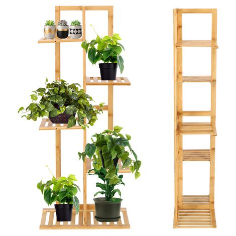 Kwietnik in legno a 6 ripiani su 5 livelli, scaffale per fiori.