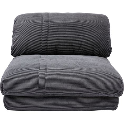 Miliboo – Chauffeuse convertible 1 place en velours côtelé gris foncé – 5 positions de dossier – Couchage d'appoint confortable – Dimensions dépliées L82 x P176-217 cm