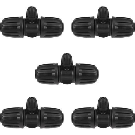 Lot de 10 kits d'irrigation goutte à goutte de 1/2" à 1/4" pour tuyau d'arrosage de 16 mm (1/2" ID x 0,60 "-0,63" OD) 16 mm (10 pièces Barbed Tee 3 voies) (1/5)
