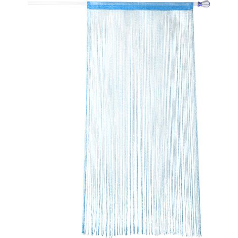 Rideau De Porte Et Fenêtre Avec Chaîne Et Glands - Décoration Intérieure Pour Chambre Et Café - Polyester Bleu Brillant - 1 Pièce (1/5)