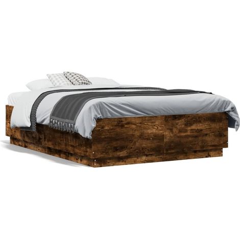 Cadre de lit chêne fumé 120x190 bois d'ingénierie (1/5)