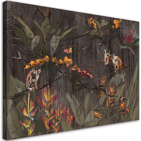 Tableau sur toile Singes dans la jungle 60x40 (1/5)