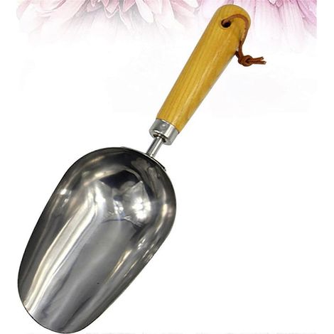 Outil de jardin, truelle de jardin, truelle de jardin avec manche en acier inoxydable, pelle à levier épaisse, outil de jardin avec manche en bois pour le repiquage (1/4)