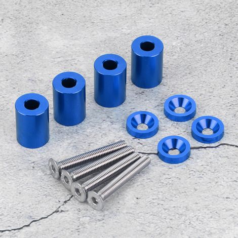 Motorhaubenerhöhungen aus Aluminiumlegierung, Abstandshalter für Motorhaubenentlüftungen, Schraubensatz, Modifizierte Teile für Rennwagen, Blau (1/5)
