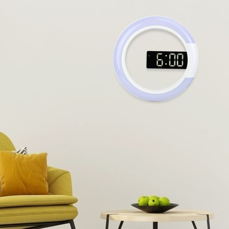 Horloge murale LED design moderne avec alarme, température et lumière, décoration intérieure, blanc, 30cm (1/5)