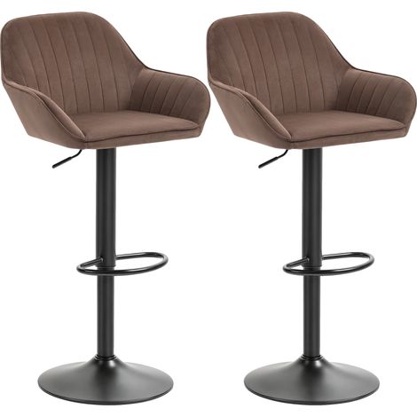 Giratorios Table de Bar Altura Ajustable 62-83 cm Tapizada Terciopelo Marron Lot de 2 (1/5)