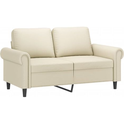 Canapé à 2 places,Sofa pour Salon,Banquette Crème 120 cm Similicuir CFW771269 (1/5)