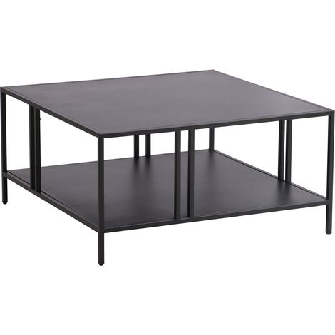 Mesa de centro de metal 40 x 80 x 80 cm negro 030008453