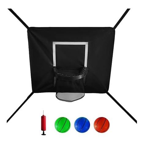 Mini Basketball Hoop Wall Mounted Basketball Board for Trampoline, with Pump and 3 Balls, Removable Basketball Basket for Indoor and Outdoor, 65 x 55 cm (1/5)