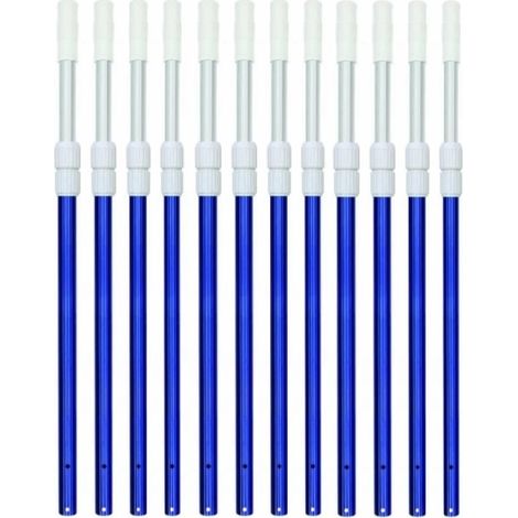 12 Aste Telescopiche in Alluminio per Pulizia Piscina Deluxe Allungabili da Cm 183 a 366