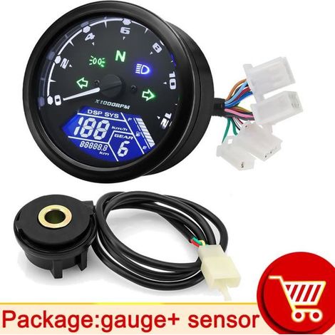 1 pièce Compteur de vitesse LCD moto, tableau de bord numérique avec capteur B, tachymètre odomètre universel pour motocyclettes et scooters