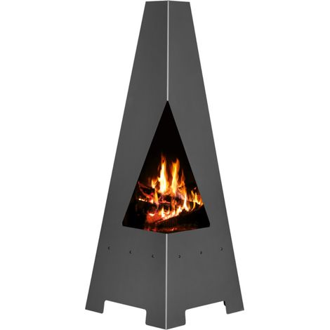 Victoria – Poêle à bois de terrasse FAIKO 4 – Sortie de fumée au-dessus – Foyer ouvert – Longueur max de bûche 45 cm – Puissance 7 kW
