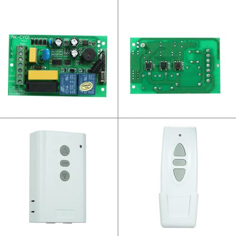 Decdeal Système de commutateur de télécommande sans fil RF intelligent AC220V 2CH 433 MHz et 1 contrôleur émetteur à 3 touches puce 1527 pour écran de projection porte de garage rideau électrique