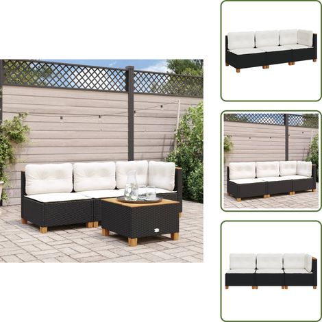 The Living Store Gartensofa mit Kissen 3-Sitzer Schwarz Poly Rattan - Gartensofa - Outdoor Möbel - Lounge Set - Gartenlounge - Rattan Möbel (1/5)