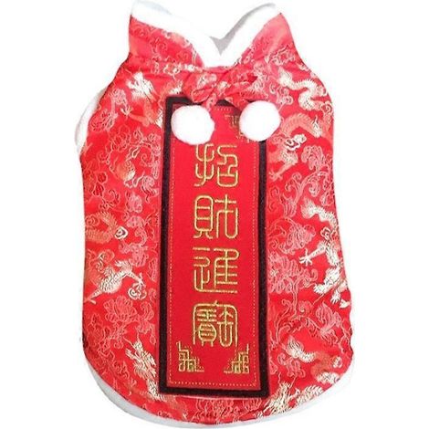 Rotes chinesisches Haustier-Outfit für Katzen und kleine Hunde, Hundemantel Größe M, Hundebekleidung im Tang-Stil, mittelgroßes Haustier-Outfit, asiatisches Hundekostüm.